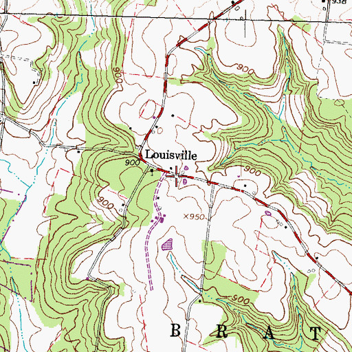 Topographic Map of Louisville Cemetery, OH