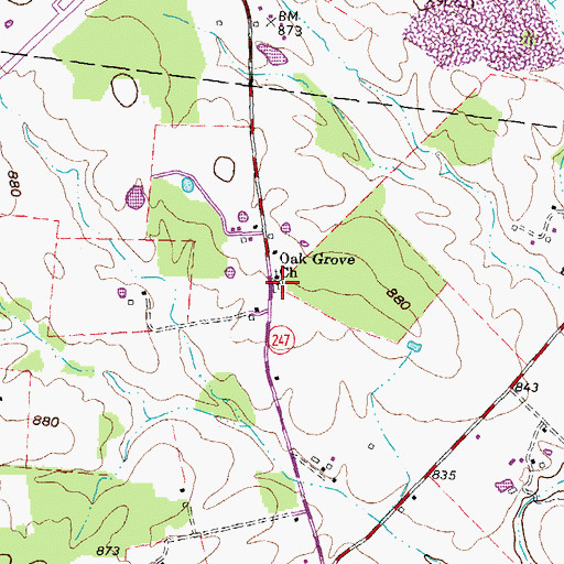 Topographic Map of Oak Grove Cemetery, OH