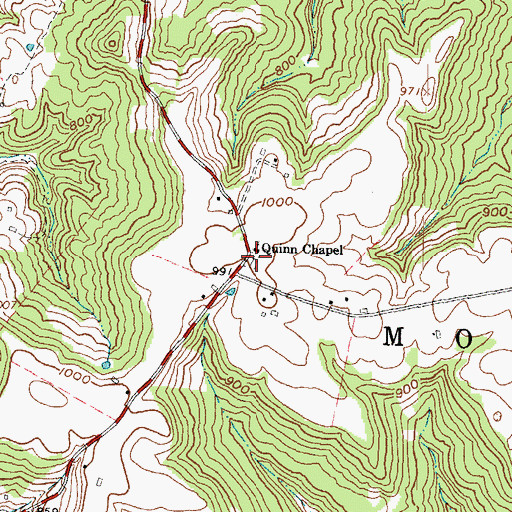 Topographic Map of Quinn Chapel Cemetery, OH