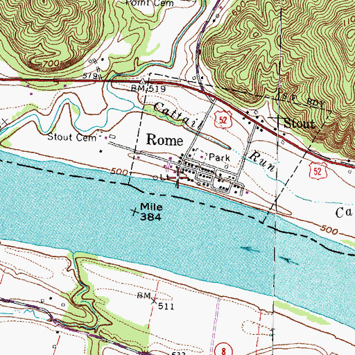 Topographic Map of Rome Boat Launch Ramp, OH