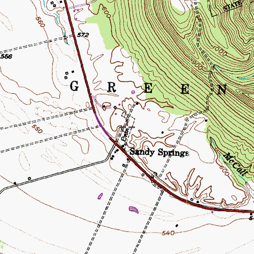 Topographic Map of Sandy Springs Cemetery, OH