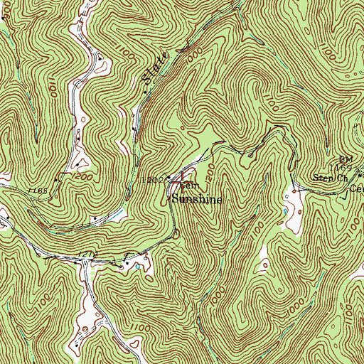 Topographic Map of Sunshine Ridge Cemetery, OH