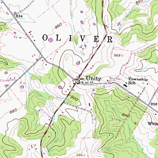 Topographic Map of Unity Cemetery, OH