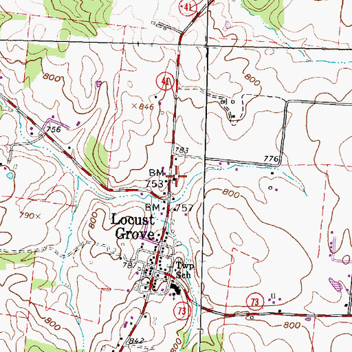 Topographic Map of Locust Grove Wesleyan Church, OH