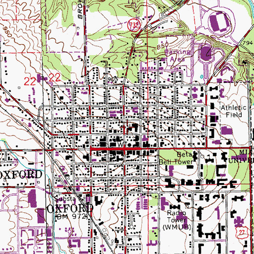 Topographic Map of Oxford Presbyterian Church, OH