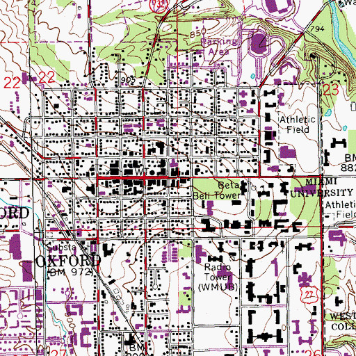 Topographic Map of Saint Marys Catholic Church, OH