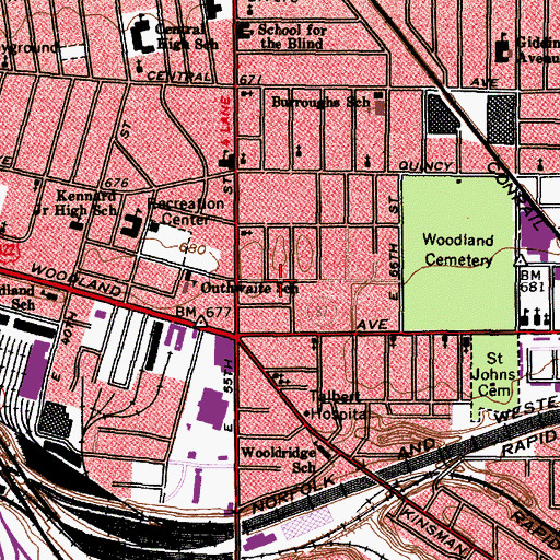 Topographic Map of Gladstone Baptist Church, OH
