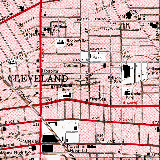 Topographic Map of Hough Avenue United Church of Christ, OH