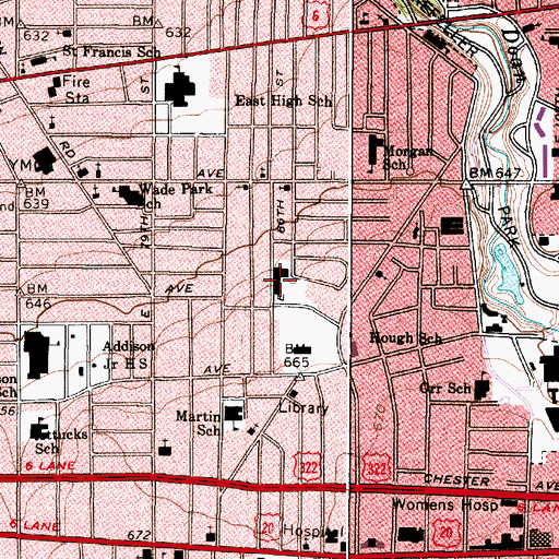 Topographic Map of John W Raper Public School, OH
