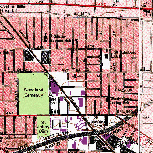Topographic Map of Quincy School (historical), OH