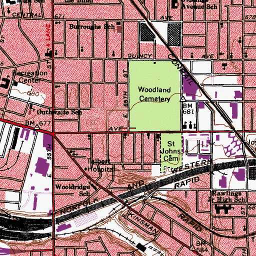 Topographic Map of Saint Joseph Home for the Aged, OH
