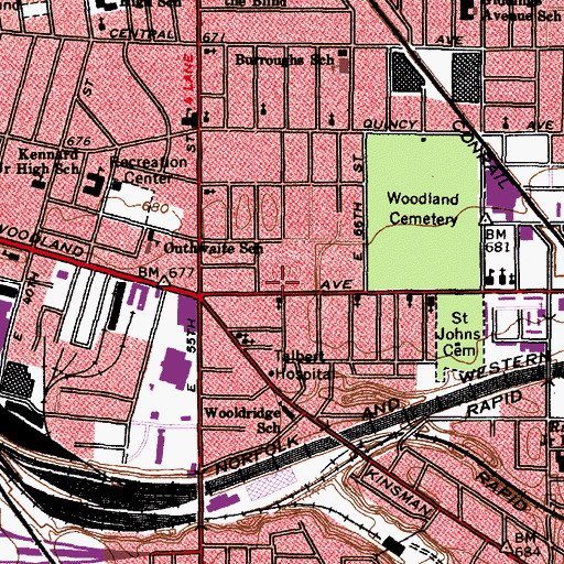 Topographic Map of Saint Marks Baptist Church, OH