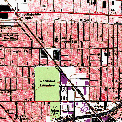 Topographic Map of Saint Peters Baptist Church, OH