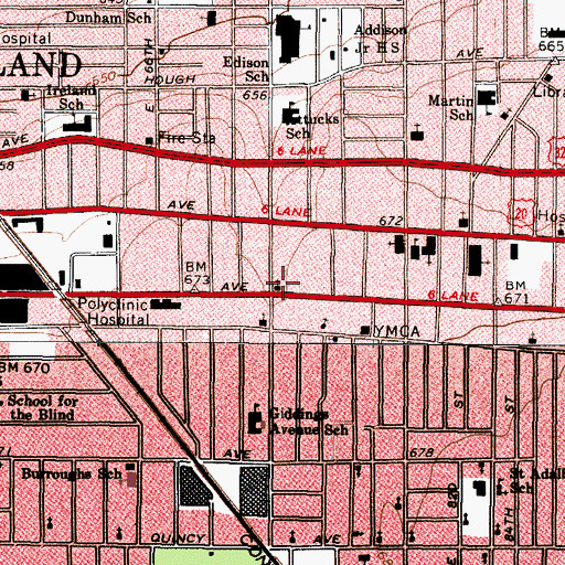 Topographic Map of Saint Timothy Missionary Baptist Church, OH