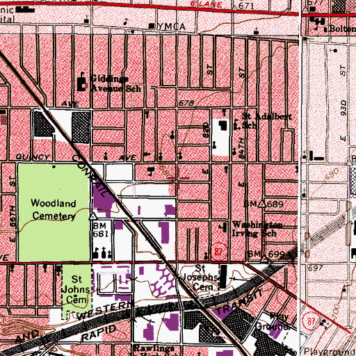 Topographic Map of Second Metropolitan Baptist Church, OH