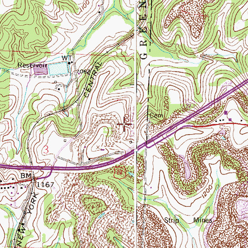 Topographic Map of Cole Mine, OH