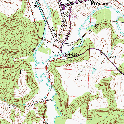 Topographic Map of Crab Orchard Mine, OH