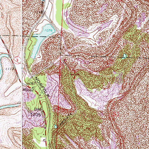 Topographic Map of Decorte Number 2 Mine, OH