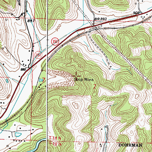 Topographic Map of Edwards Mine, OH