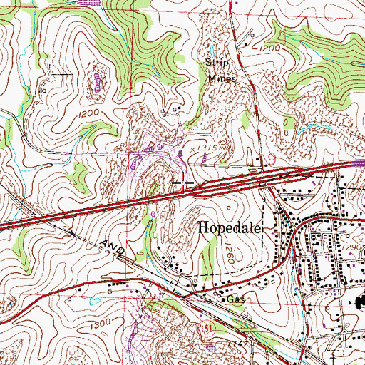 Topographic Map of Ella Mine, OH