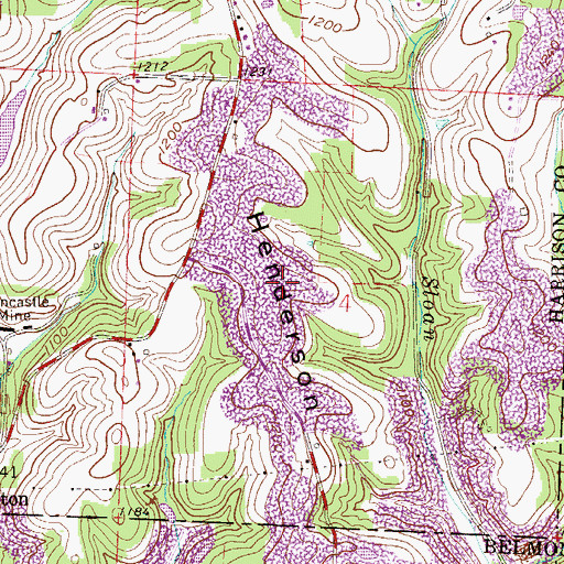 Topographic Map of Glen Castle Number 6 Mine, OH