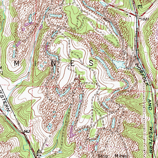Topographic Map of Kenwood Mine, OH