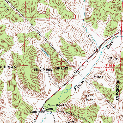 Topographic Map of Plum Run Mine, OH