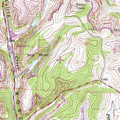 Topographic Map of Rose Mine, OH