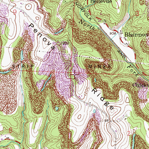 Topographic Map of Short Creek Number 2 Mine, OH