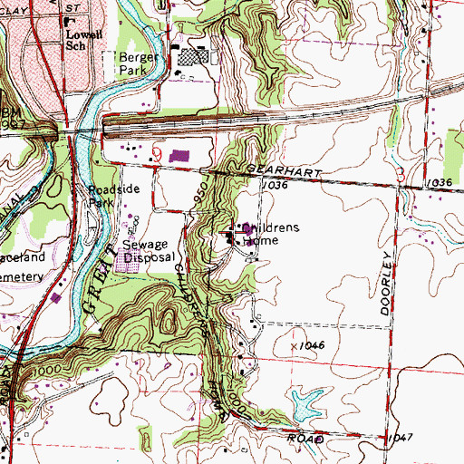 Topographic Map of Shelby County Childrens Home, OH