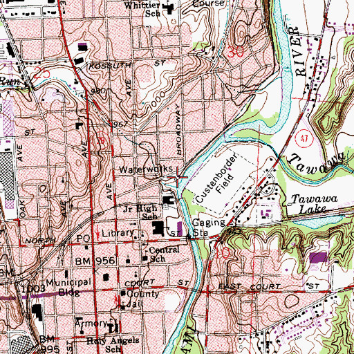 Topographic Map of Sidney Water Works, OH