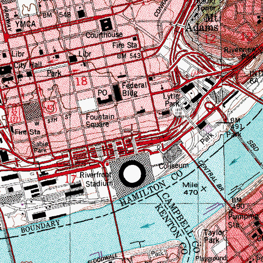 Topographic Map of Carrs Row (historical), OH