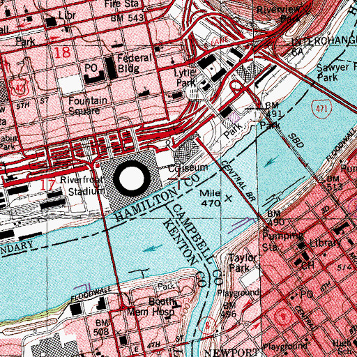 Topographic Map of Coney Island Wharf (historical), OH