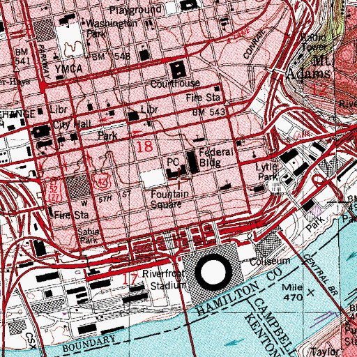 Topographic Map of Government Square, OH
