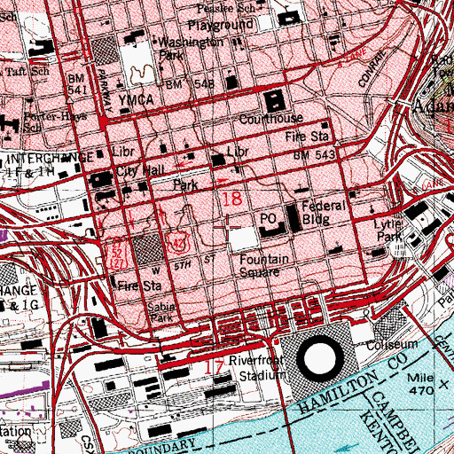 Topographic Map of Grand Opera House (historical), OH