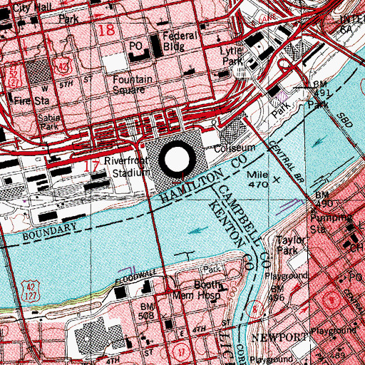 Topographic Map of Greene Line Wharf (historical), OH