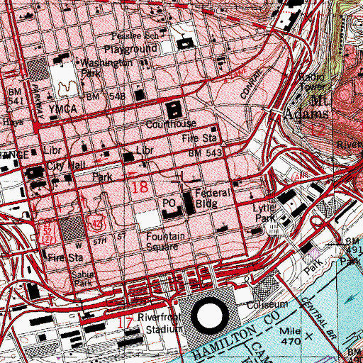 Topographic Map of Gwynne Building, OH