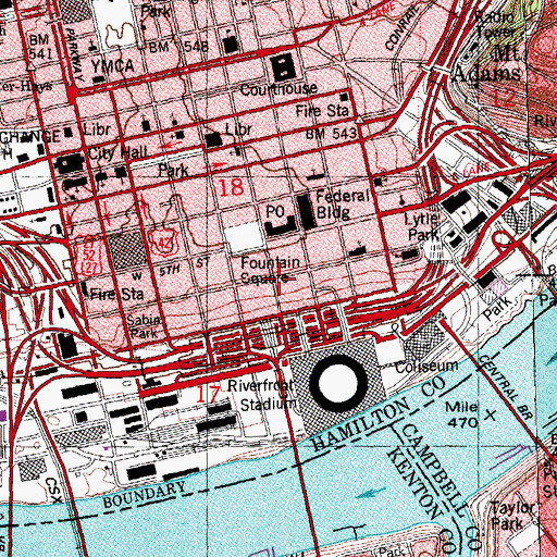 Topographic Map of Mercantile Library Building, OH