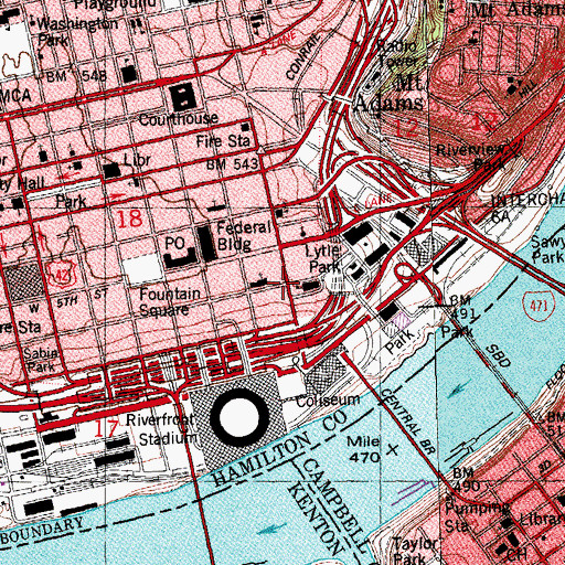 Topographic Map of Queen City Club, OH