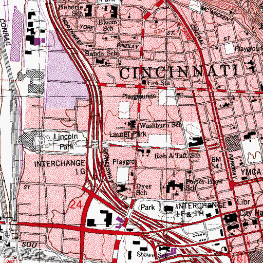 Topographic Map of Saint Marys Hospital (historical), OH