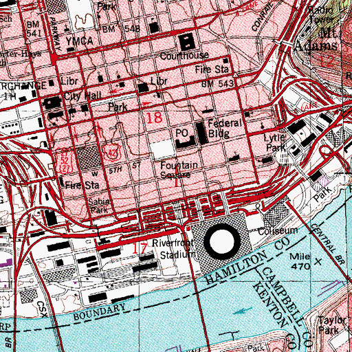 Topographic Map of Saint Paul Building, OH