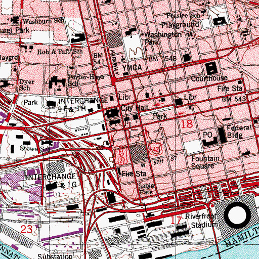 Topographic Map of Saint Paul Episcopal Cathedral (historical), OH