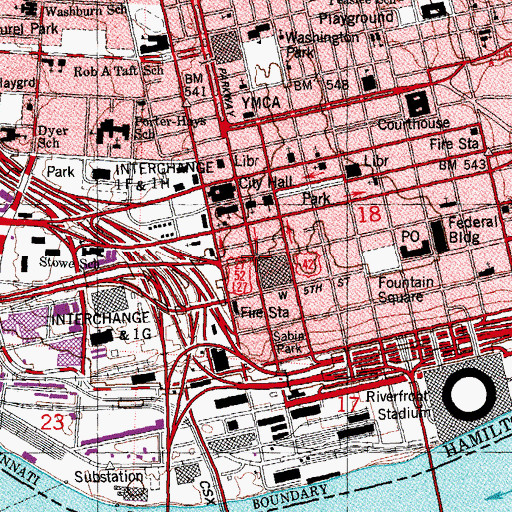 Topographic Map of Sixth Street Market (historical), OH