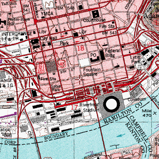 Topographic Map of Central Trust Tower, OH