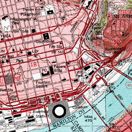 Topographic Map of Sacred Heart Church (historical), OH