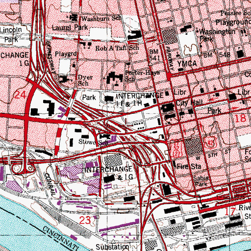 Topographic Map of Beth Tefila Temple (historical), OH