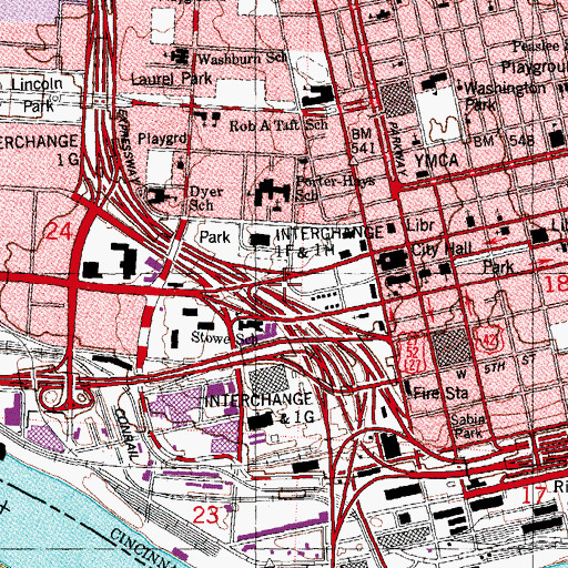 Topographic Map of Calvary Baptist Church (historical), OH
