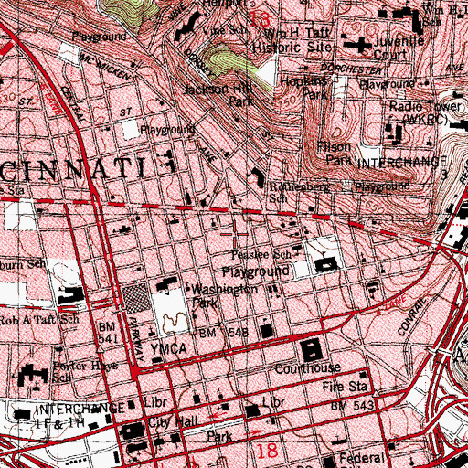 Topographic Map of Central Turner Hall, OH