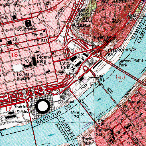 Topographic Map of Cincinnati Art Club (historical), OH
