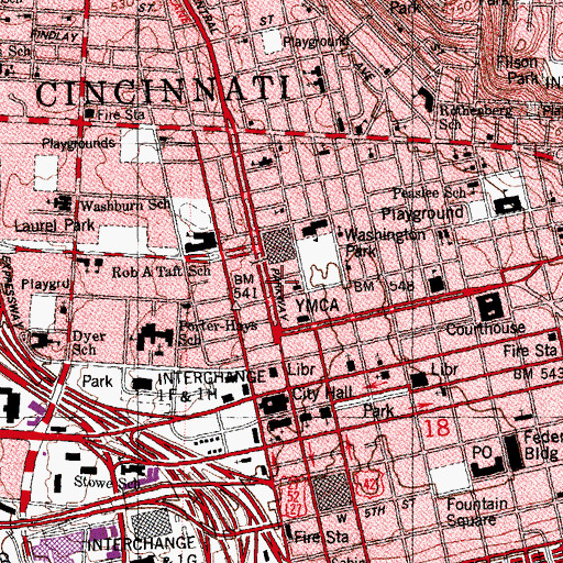 Topographic Map of College of Music of Cincinnati, OH